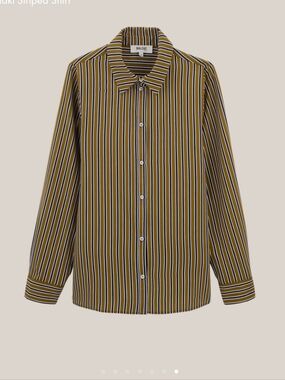 BALZAC PARIS LISERON SHIRT STRIPES LONG SLEEVE IN MARINE & OLIVE SIZE 34 EU